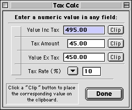 Tax Calc screen shot